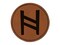 Norse Viking Dwarven Rune Letter H Round Iron-On Engraved Faux Leather Patch Applique - 2.5"